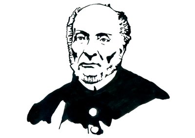 Voorstelling van Victor Schoelcher (1804-1893) Franse politicus, Franc Macon, bekend om het leiden van het decreet van de definitieve afschaffing van de slavernij in Frankrijk (Illustratie door Alessandro Lonati) door Alessandro Lonati