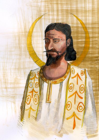 Representatie van de profeet Mani (Manes) oprichter van het Manicheïsme (216-276) - Illustratie door Alessandro Lonati door Alessandro Lonati