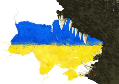 Rusland valt Oekraïne aan om het op te eten, 2022 door Alessandro Lonati
