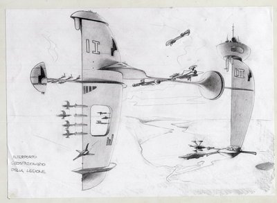 Sciencefiction illustratie: ruimtebasis in het universum met schepen door Alessandro Lonati
