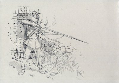 Tweede Keizerrijk (1852-1870): infanterist die schiet, soldaat van het Oostenrijkse leger, Oostenrijks-Hongaars door Alessandro Lonati