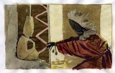 Shamanisme: spirituele ceremonie gericht op de bemiddeling tussen mensen en de geesten van de natuur - sjamaan Illustratie door Alessandro Lonati door Alessandro Lonati