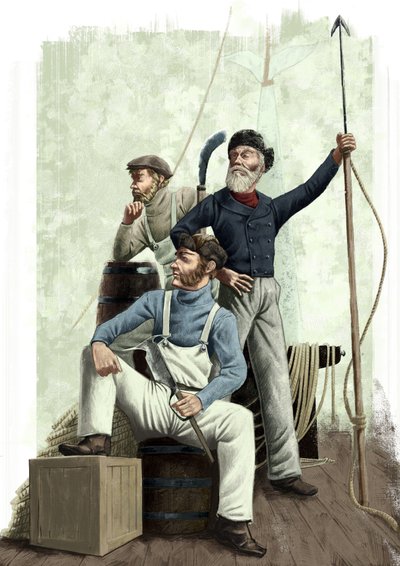 Drie walvissen door Alessandro Lonati