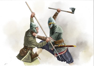 Vikingen krijger vechtend door Alessandro Lonati