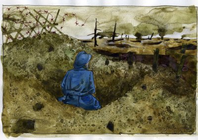 Eerste Wereldoorlog: een harige man in de loopgraaf door Alessandro Lonati