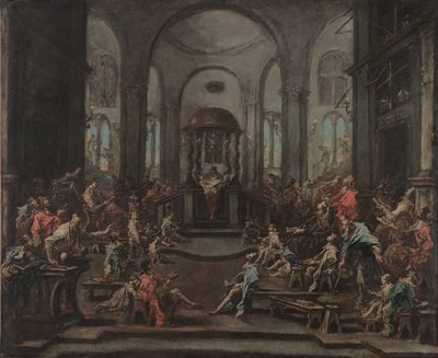 Interieur van een Synagoge door Alessandro Magnasco