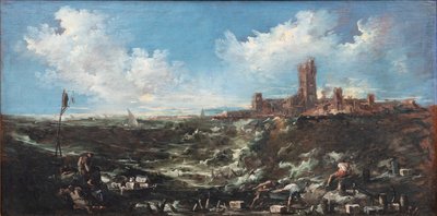 Het gebed van de monniken aan zee door Alessandro Magnasco