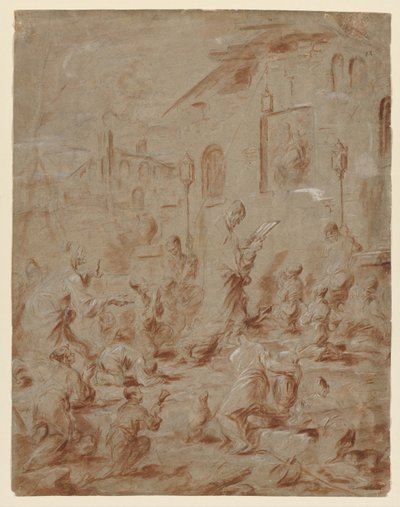 Aanbidders bij een straatheiligdom, 1730-40 door Alessandro Magnasco