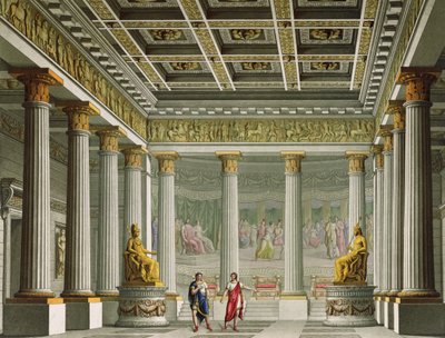 De Audiëntiezaal in het Paleis van Aegistheus, ontwerp voor het ballet 