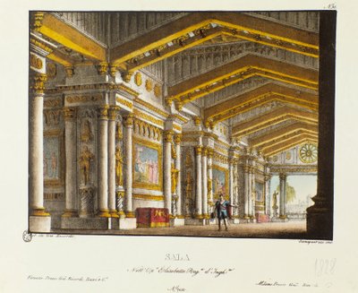 De Grote Zaal van het Koninklijk Paleis Scenografie voor de uitvoering in 1828 van de opera 