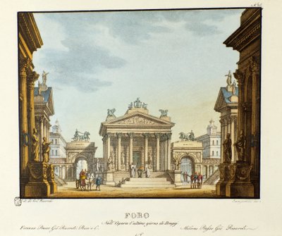 Uitzicht op het Forum Scenografie voor de uitvoering van de opera 
