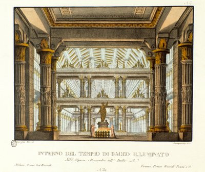 Uitzicht op het interieur van de tempel van Bacchus voor de opera 