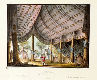 Zicht op de koninklijke tent van Dzjengis Khan door Alessandro Sanquirico