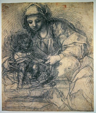 De Madonna en Kind met een Kartuizer Monnik door Alessandro Tiarini