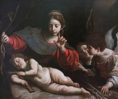 Maagd met Kind en Engelen door Alessandro Tiarini