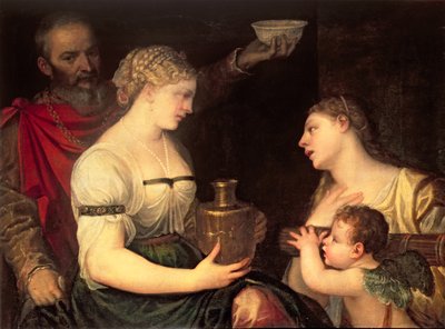 Allegorie van het Huwelijksleven met de Goden Vesta, Hymen, Mars en Venus door Alessandro Varotari