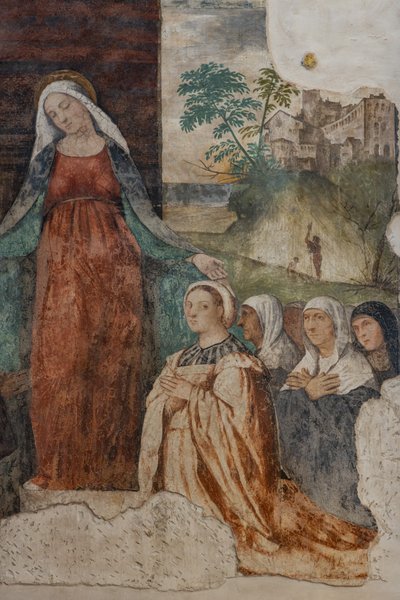 Onze Lieve Vrouw van Barmhartigheid en de Zalige Isnardo da Chiampo (detail) door Alessandro Verla