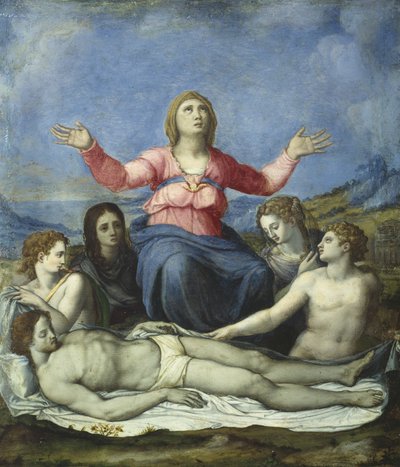 Rouw over de dode Christus door Alessandro attr. to Allori