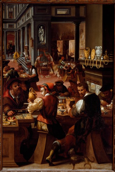 Het atelier van de goudsmid door Alessandro di Vincenzio Fei