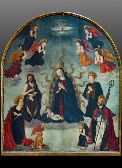 Madonna en Kind met Heiligen door Alessio & Scheggini Michele da Larciano (known as Graffione) (1470 85) Baldovinetti
