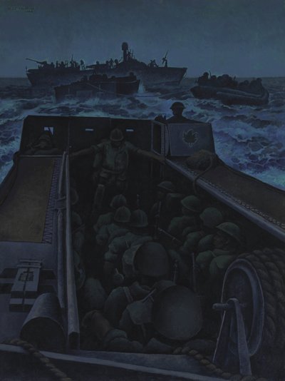 Aanval met landingsvaartuigen voor Zuid-Frankrijk door Alex Colville
