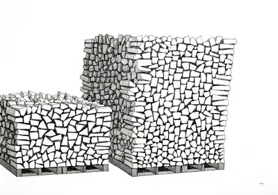 Brandhout pallets door Alex Dunn