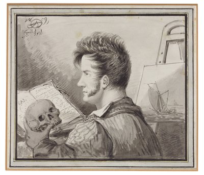 Zelfportret als Jonge Man met Schedel door Alexander Orlowski