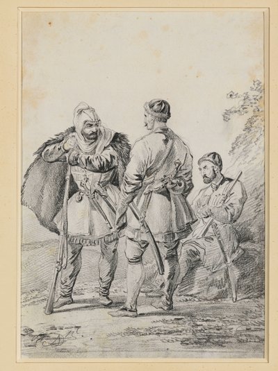 Drie Kaukasische mannen in gesprek door Alexander Orlowski