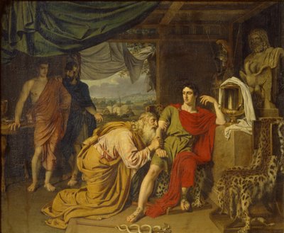 Priamus smeekt Achilles huilend om het lichaam van Hector, 1824 door Alexander Andreyevich Ivanov