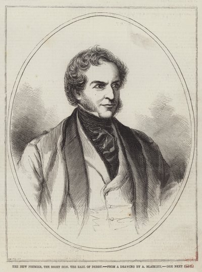De nieuwe premier, de zeer eerbiedwaardige graaf van Derby door Alexander Blaikley