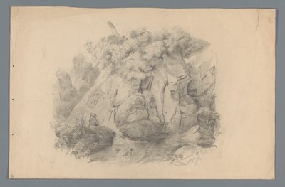 Landschap met man zittend bij een waterval door Alexander Cranendoncq
