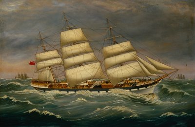 De driemaster clipper Benleuch in een deining door Alexander Cromarty