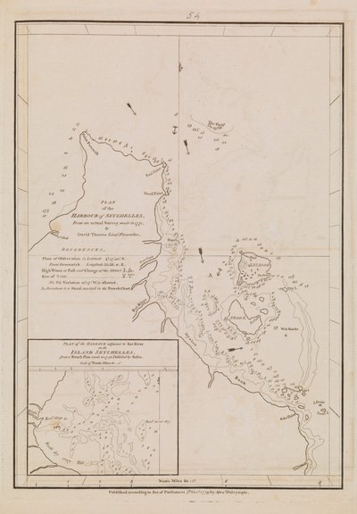 Plan van de haven van de Seychellen, late 18e tot vroege 19e eeuw door Alexander Dalrymple