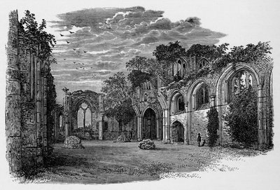 Interieur, kijkend naar het oosten, Netley Abbey door Alexander Francis Lydon
