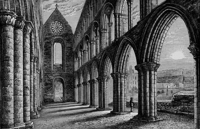 Schip naar het westen, Jedburgh Abbey, ca. 1880, 1897 door Alexander Francis Lydon