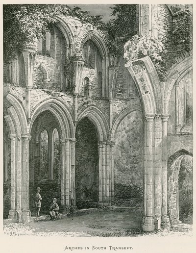 Netley Abbey, bogen in het zuidelijke transept (gravure) door Alexander Francis Lydon