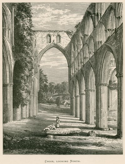 Rievaulx Abbey, koor, kijkend naar het noorden door Alexander Francis Lydon