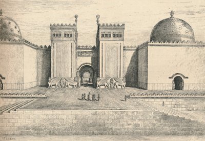 Paleis van Sargon, Khorsabad: De zuidoostelijke poort, 1886 door Alexander Francis Lydon