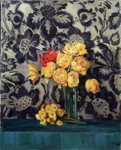 Bloemen, geel op zwart. Schilderij van Alexander Gaush door Alexander Gaush