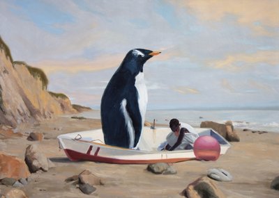 Strandtafereel met reuzenpinguïns door Alexander Grahovsky