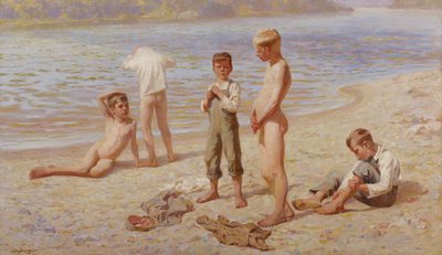 Jongens aan het baden door Alexander Grinager