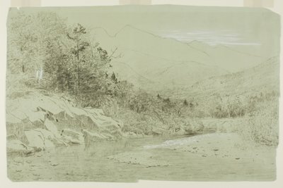 Rivierstroom met Bergen in de Verte door Alexander Helwig Wyant