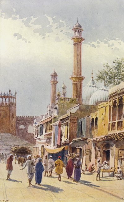 Een Straat in Delhi, richting de Jumma Musjid door Alexander Henry Hallam Murray