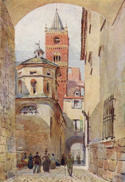Albenga, kathedraaltoren en doopkapel door Alexander Henry Hallam Murray