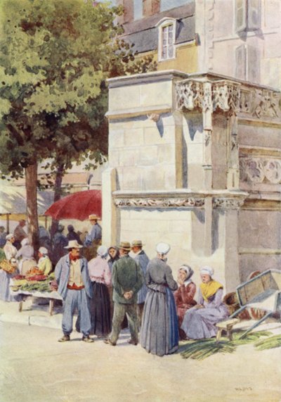 Blois, de fontein van Lodewijk XII, op de markt door Alexander Henry Hallam Murray
