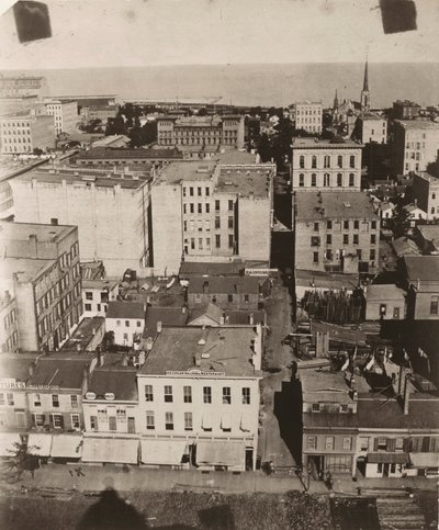 Uitzicht oost vanaf de koepel van het gerechtsgebouw in Chicago, 1858 door Alexander Hesler