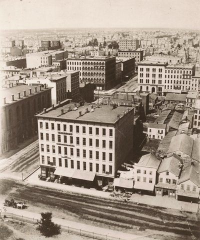 Uitzicht noordnoordwest vanaf de koepel van het gerechtsgebouw in Chicago, 1858 door Alexander Hesler