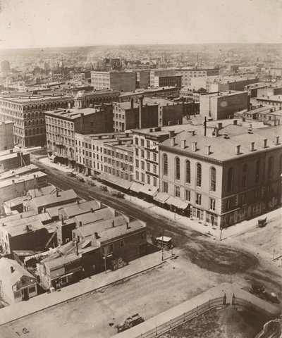 Uitzicht noordwest vanaf de koepel van het gerechtsgebouw in Chicago, 1858 door Alexander Hesler