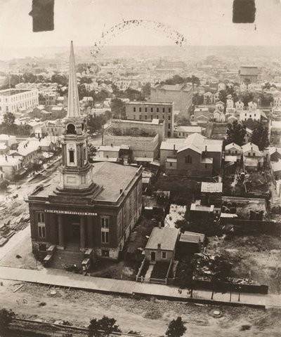Uitzicht zuid vanaf de koepel van het gerechtsgebouw in Chicago, 1858 door Alexander Hesler