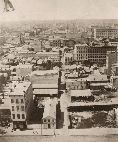 Uitzicht west vanaf de koepel van het gerechtsgebouw in Chicago, 1858 door Alexander Hesler